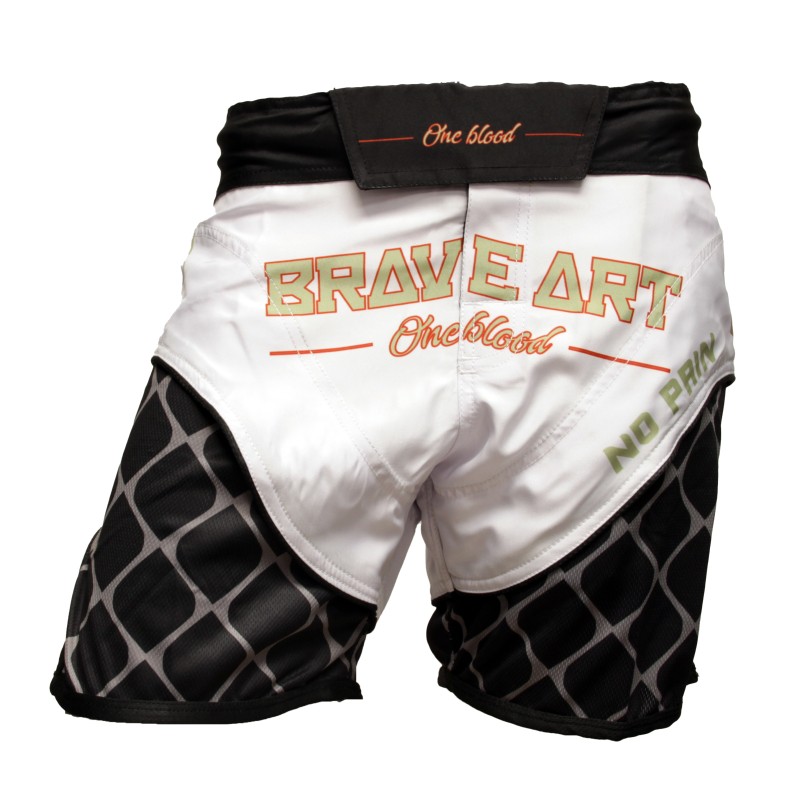 Short MMA Octogone Brave Art – Blanc & Noir