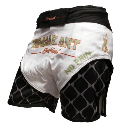 Brave Art MMA Octogone Shorts – White & Black – MMASHOCT