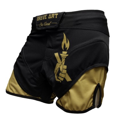 Brave Art MMA Shorts BG – Black & Gold for Combat Sports