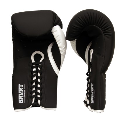 Gants de Boxe de Compétition Brave Art | Cuir à lacets Noir & Blanc