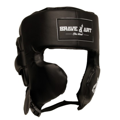 Casque de Boxe de Compétition Brave Art | Cuir Noir