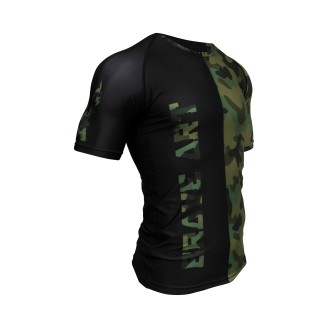 Rashguard Manches Courtes Front Liner Brave Art Camo Vert et Noir