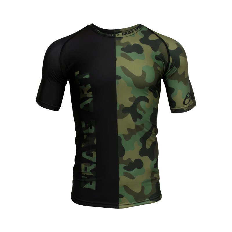 Rashguard Manches Courtes Front Liner Brave Art Camo Vert et Noir Rashguard Manches Courtes Front Liner Brave Art Camo Vert et Noir