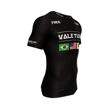 Brave Art Vale Tudo Rashguard Black Short Sleeve with Flags – BARSSVT23
