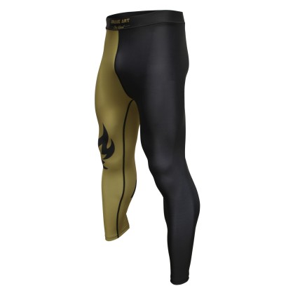 Brave Art Spats BG – Black & Gold Compression Leggings for MMA & BJJ