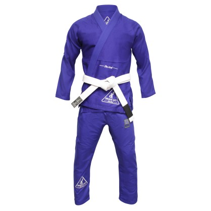 Kimono de Jiu-Jitsu Brave Art Bleu avec Broderie Blanche - Side