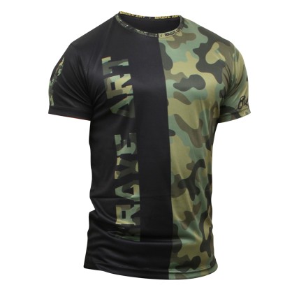 T-Shirt Fast Dry Front Liner Brave Art – Noir & Camouflage Vert