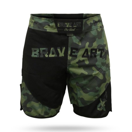 Short de MMA Front Liner Brave Art Camo Vert et Noir