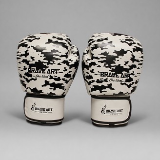 Brave Art White Shadow Thai Boxing Gloves | Premium PU