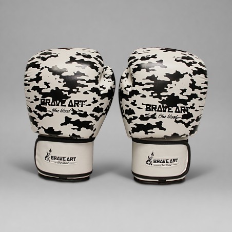 Brave Art White Shadow Thai Boxing Gloves | Premium PU