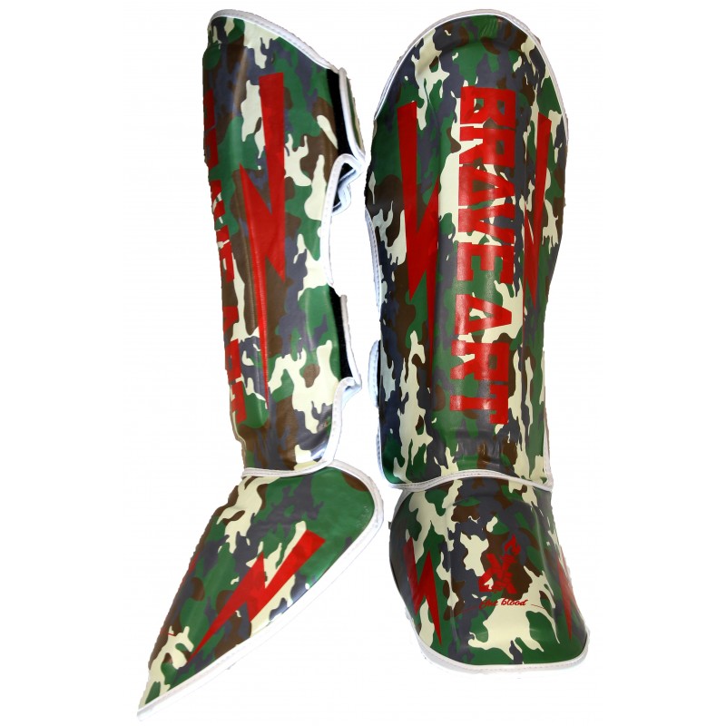 Protège-Tibias Brave Art Camo – Vert & Rouge PU - PTPUCAV Protège-Tibias Brave Art Camo – Vert & Rouge PU - PTPUCAV