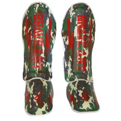 Protège-Tibias Brave Art Camo – Vert & Rouge PU - PTPUCAV