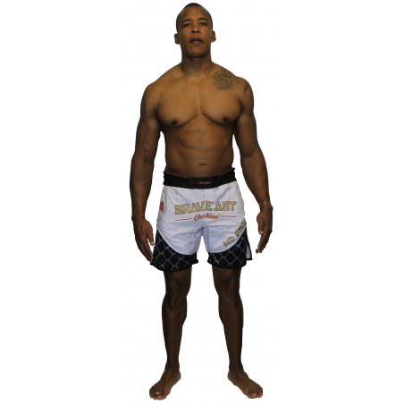 Short MMA Octogone Brave Art – Blanc & Noir – MMASHOCT